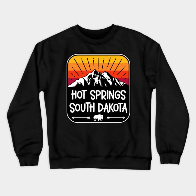 Hot Springs South Dakota Vintage Mountain Sunset Crewneck Sweatshirt by SouthDakotaGifts